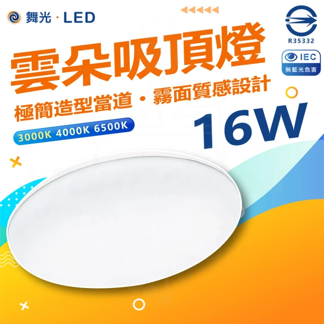 DanceLight 舞光 單入組 LED 16W 高光效 LED 雲朵薄型吸頂燈(防塵防蟲卡扣安裝 超薄設計 高4.2CM)