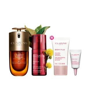 【CLARINS 克蘭詩】疾速撫紋發光組(黃金雙萃精華30ml+賽車眼霜15ml)