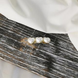 【MOON MOON ACC.】｜彈簧夾｜滄桑 ‧ 愛心珍珠 髮夾瀏海夾髮飾 單只販售(氣質優雅)