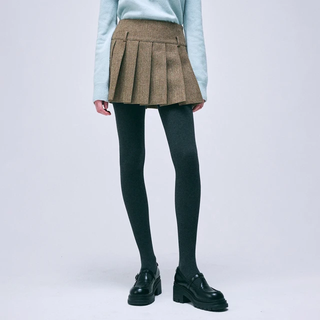 MARDI MERCREDI 百折羊毛迷你裙 咖啡色 學院風 WOOL PLEATS MINI SKIRT