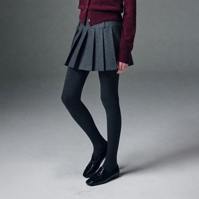 MARDI MERCREDI 百折羊毛迷你裙 炭黑色 學院風 WOOL PLEATS MINI SKIRT