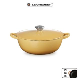 【Le Creuset】琺瑯鑄鐵鍋媽咪鍋24cm(溫桲黃-鋼頭-內鍋黑)