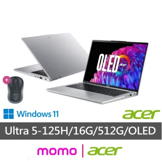 【Acer 宏碁】送無線滑鼠★14吋Ultra5 AI筆電(Swift Go/EVO/SFG14-73-50MV/Ultra 5-125H/16G/512G/W11/OLED