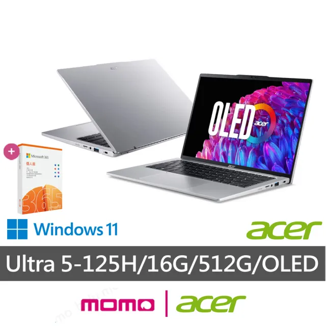 【Acer 宏碁】微軟M365組★14吋Ultra5 AI筆電(Swift Go/SFG14-73-50MV/Ultra 5-125H/16G/512G/W11/OLED)