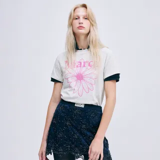 【MARDI MERCREDI】印花短TEE 燕麥色 經典小雛菊 粉花 SLIM TSHIRT FLOWERMARDI WASHING