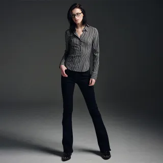 【MARDI MERCREDI】出清品 合身條紋襯衫 炭黑色 休閒 舒適 SLIM SHIRT STRIPE