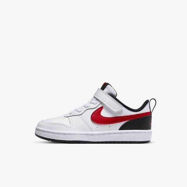 【NIKE 耐吉】Court Borough Low 2 PSV 中童 休閒鞋 運動 皮革 穿搭 白紅(BQ5451-110)