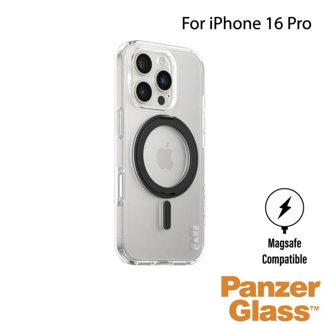 【PanzerGlass】iPhone 16 Pro 6.3吋 Feature 磁吸支架透明防摔殼(透黑)