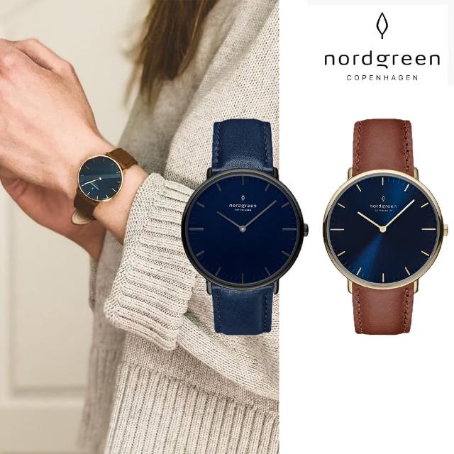 【Nordgreen 官方直營】Native 本真系列 真皮錶帶指針手錶 36/40MM(多色可選)