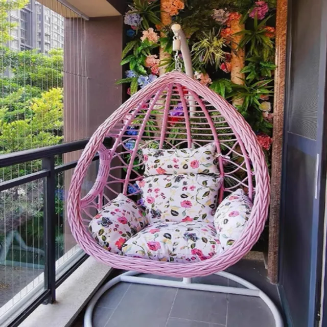 【YouPin】北歐室內吊籃陽臺單人田園仿藤椅吊椅成人搖椅秋仟家用現代免打孔(吊椅)