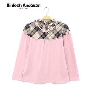 【Kinloch Anderson】格紋蕾絲拼接長袖上衣 金安德森女裝(KA0575310 粉/黑)