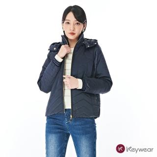 【KeyWear 奇威名品】星星壓棉連帽長袖外套(共2色)