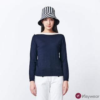 【KeyWear 奇威名品】時尚百搭一字領針織上衣