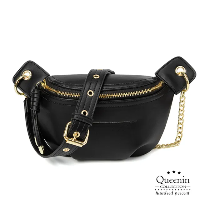 【DF Queenin】韓版百搭小眾設計ins腰包單肩斜背胸前包