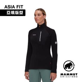 【Mammut 長毛象官方直營】Aenergy Light ML Half Zip AF 保暖長袖半拉鍊排汗衣 黑色 女款 #1014-05510