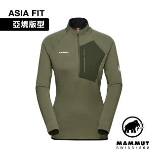 【Mammut 長毛象官方直營】Aenergy Light Half AF 保暖長袖半拉鍊排汗衣 沼澤綠/深沼澤綠 女款 #1014-05510
