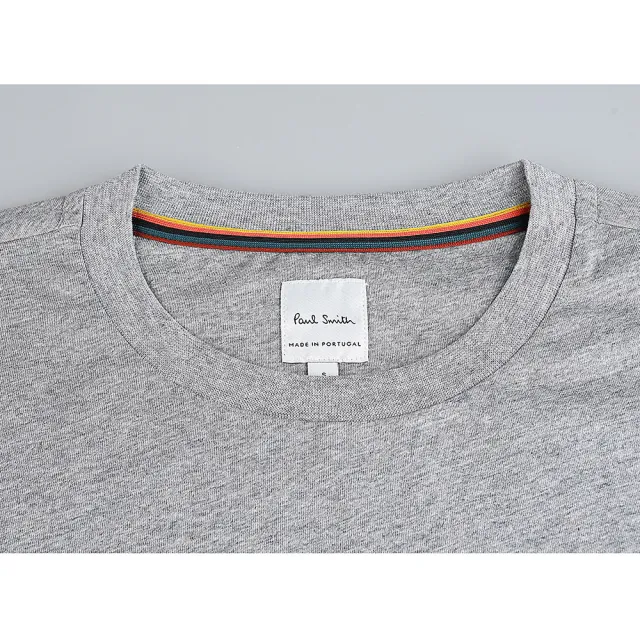 【Paul Smith】PAUL SMITH簡約草寫層次LOGO刺繡設計有機棉圓領短袖T恤(男款/灰)