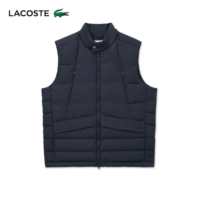 LACOSTE 男裝-車線大格紋鋪棉外套(黑色) 推薦