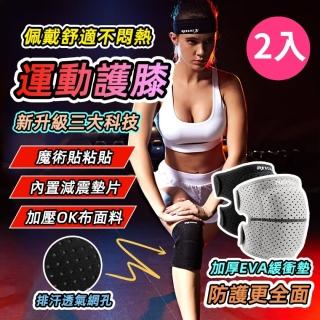 【GER 泰】2入 REXCHI EVA加厚三層防護護膝(運動護具 蜂巢孔透氣舒適 運動護膝)