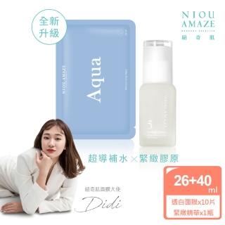 【紐奇肌】Aqua超導補水面膜10片+奇肌膠原緊緻精華40ml(補水保水再鎖水)