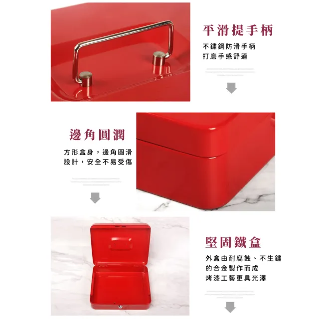 【小家金庫】加厚帶鎖手提零錢箱(現金盒 保險箱 置物盒 零錢盒 儲蓄罐 存錢筒 保險櫃 撲滿 收納箱)