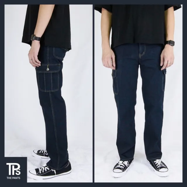 【THE PANTS 有件褲子】直筒牛仔側口袋工作長褲(經典側口袋工作褲 彈性牛仔褲)