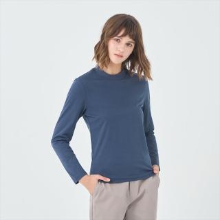 【GIORDANO 佐丹奴】女裝素面微高領上衣(60 深夜藍)