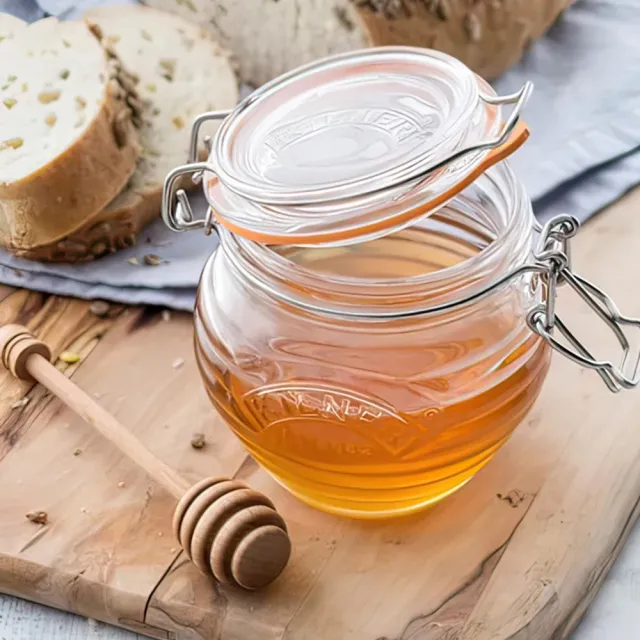 【KILNER】英國品牌蜂蜜玻璃密封罐附蜂蜜勺-400ml(買1送1)