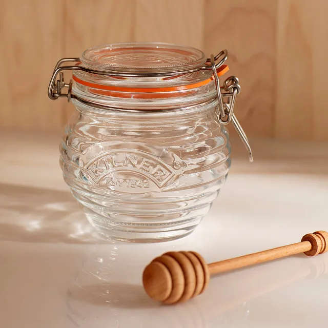 【KILNER】英國品牌蜂蜜玻璃密封罐附蜂蜜勺-400ml(保鮮罐/玻璃罐)