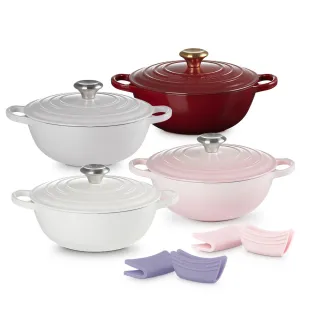 【Le Creuset】典藏琺瑯鑄鐵鍋媽咪鍋24cm 4色可選(贈 鍋耳防燙握把2入)