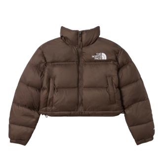 【The North Face】TNF 休閒 防潑水舒適保暖短版羽絨外套 W NUPTSE SHORT JACKET 女 棕(NF0A5GGE1OI)