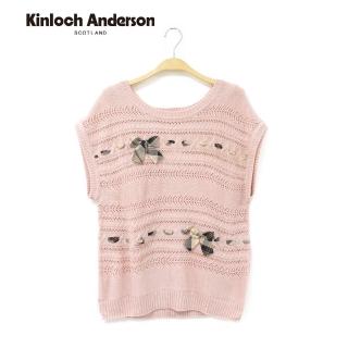 【Kinloch Anderson】圓領寬袖穿繩針織上衣 金安德森女裝(KA0575903 粉/黑)