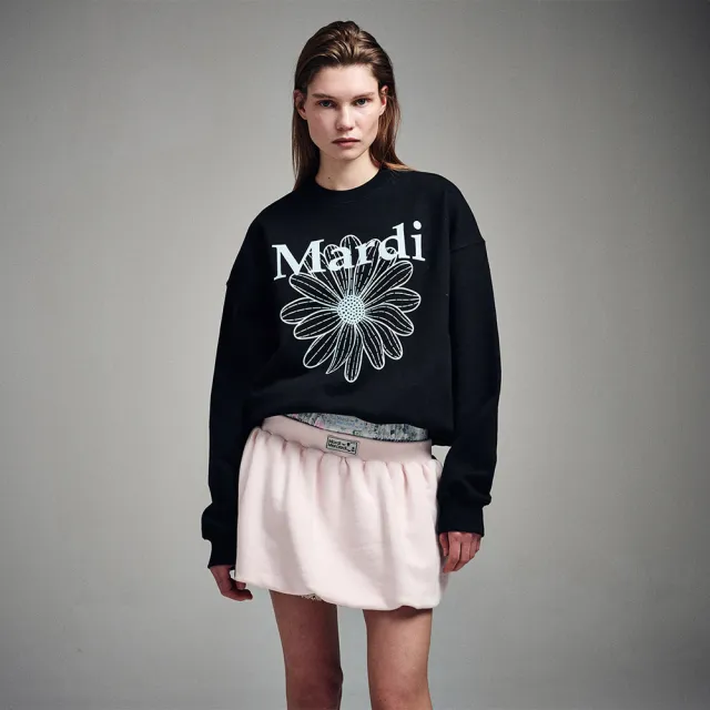 【MARDI MERCREDI】印花大學TEE 黑色 經典小雛菊 純棉 SWEATSHIRT FLOWERMARDI