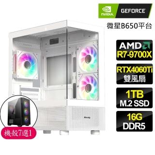 【NVIDIA】R7八核 RTX4060Ti {別具一格}海景房電競電腦(R7-9700X/微星B650/16G D5/1TB)