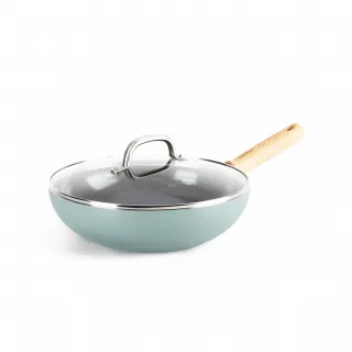 【GreenPan】鑽石陶瓷塗層不沾炒鍋 Mayflower 28cm(含蓋/不挑爐具/不沾鍋/陶瓷)