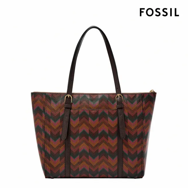 【FOSSIL 官方旗艦館】Carlie 托特包-棕色霓虹紋 ZB11088998