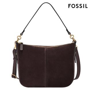 【FOSSIL 官方旗艦館】Jolie 真皮新月斜揹包-深棕色 ZB7716203