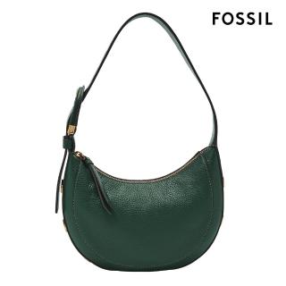 【FOSSIL 官方旗艦館】Harwell 真皮新月肩揹包-綠色 ZB1916301