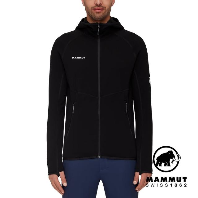 【Mammut 長毛象】Aconcagua ML Hooded Jacket Men 運動刷毛連帽外套 男款 黑色 #1014-04282