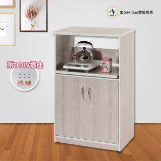 【Miduo 米朵塑鋼傢俱】2.2尺兩門一拉盤塑鋼電器櫃（含插座）