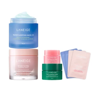 【LANEIGE 蘭芝】透亮澎彈面膜組(超能亮70ml+粉澎潤60ml 官方直營)