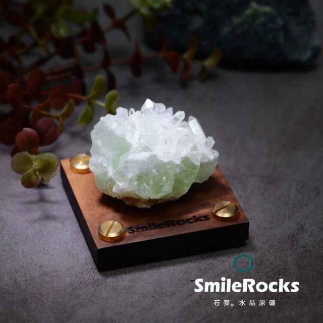 SmileRocks 石麥 石麥水晶原礦 綠螢石＆白水晶原礦 No.622020966(SmilePad 6X6底板)