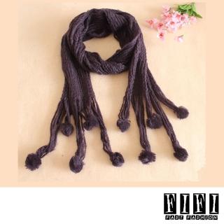 【FIFI 飛時尚】毛線圍巾 防曬披肩 空調披肩/小雪球毛線圍巾 防曬空調披肩(紫)
