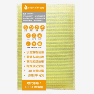 【OriginalLife】長效可水洗★ 超淨化空氣清淨機濾網(適用ARKDAN：APK-AB18CY/S、APK-MA22CY/S 兩入組)