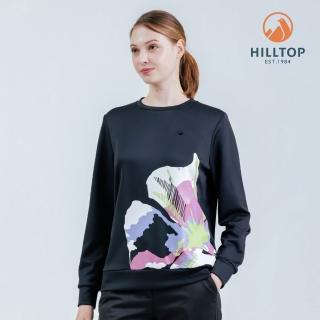 【Hilltop 山頂鳥】POLYGIENE抗菌吸濕快乾保暖彈性印花刷毛上衣 女 黑｜PH51XFM5ECA0
