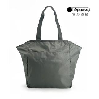 【LeSportsac官方直營】輕量尼龍 拉鍊托特包(1380 冷鐵灰)