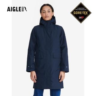 【AIGLE】女 GORE-TEX 防水透氣長版外套AG-FAX97A057 深藍(女外套 防水透氣外套 Goretex 女風衣)