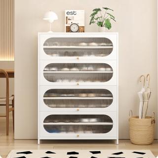 【靚白家居】奶油風 60cm 鋼製四門九層鞋櫃 S485(玄關櫃 櫃子 置物櫃 衣帽架 鞋架 鞋櫃)