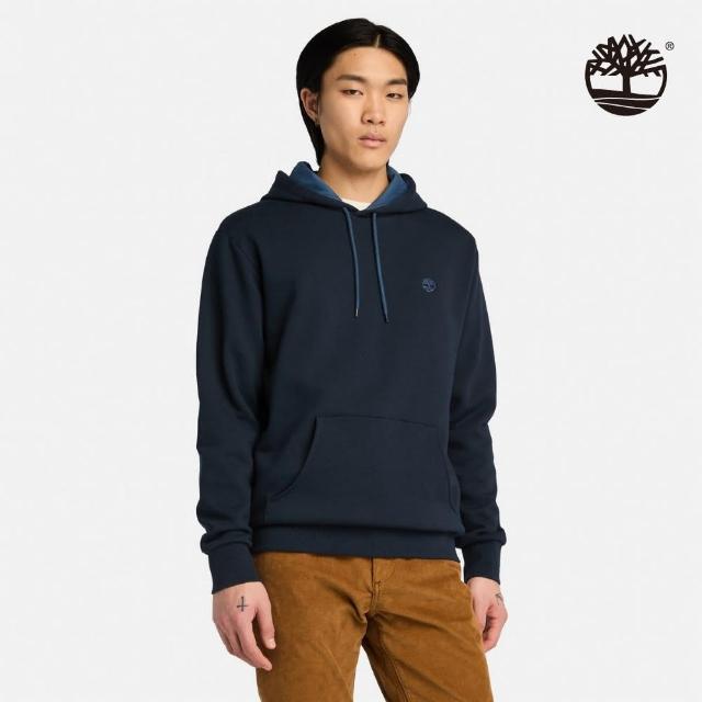 【Timberland】男款深寶石藍LOGO刷毛連帽上衣(A5XV9Z02)