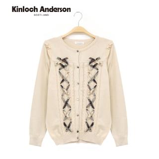 【Kinloch Anderson】雙格紋交叉結針織長袖上衣 金安德森女裝(KA0575909 卡其/黑)